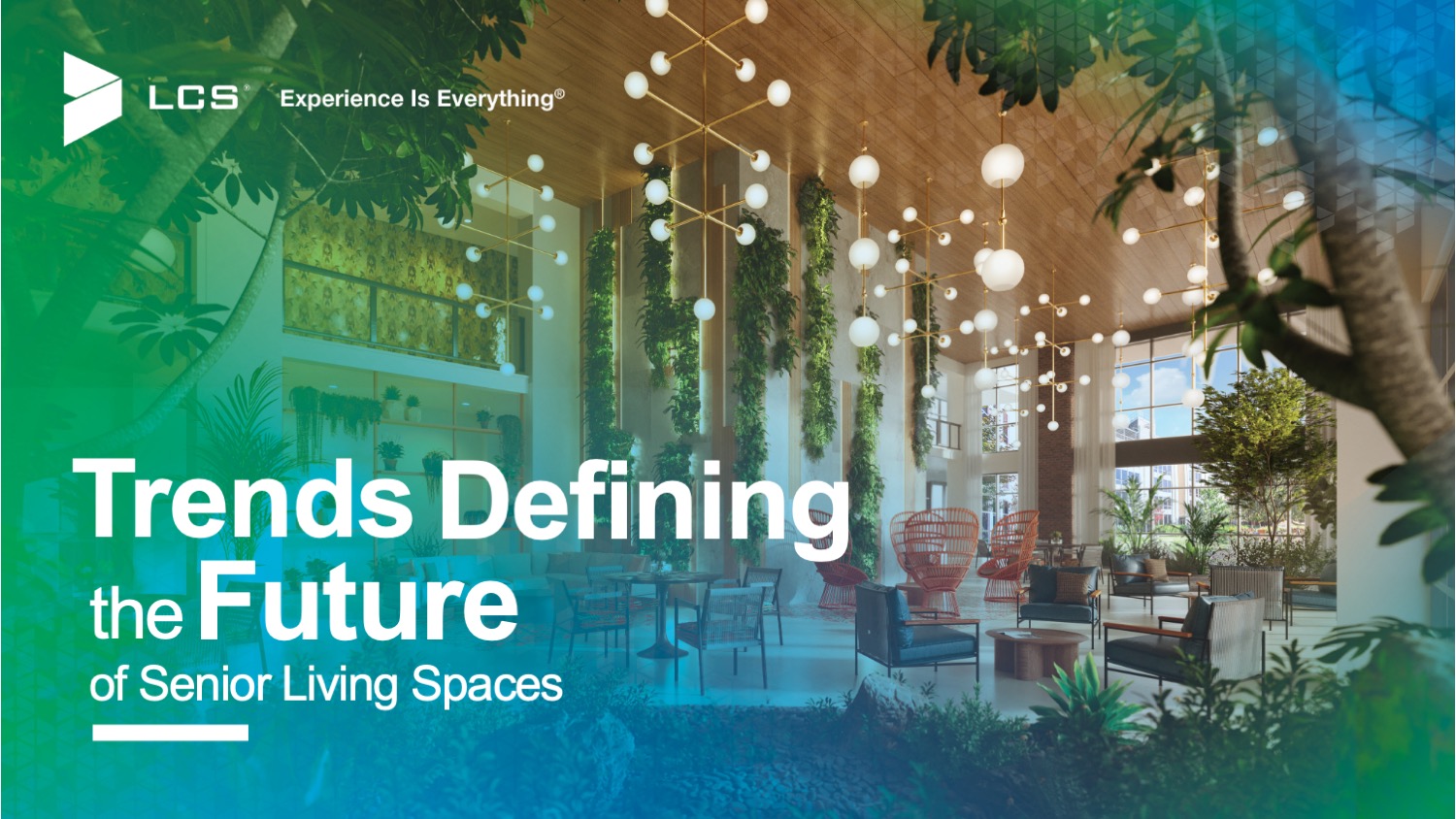 Webinar cover image focusing on trends defining the future of senior living spaces.